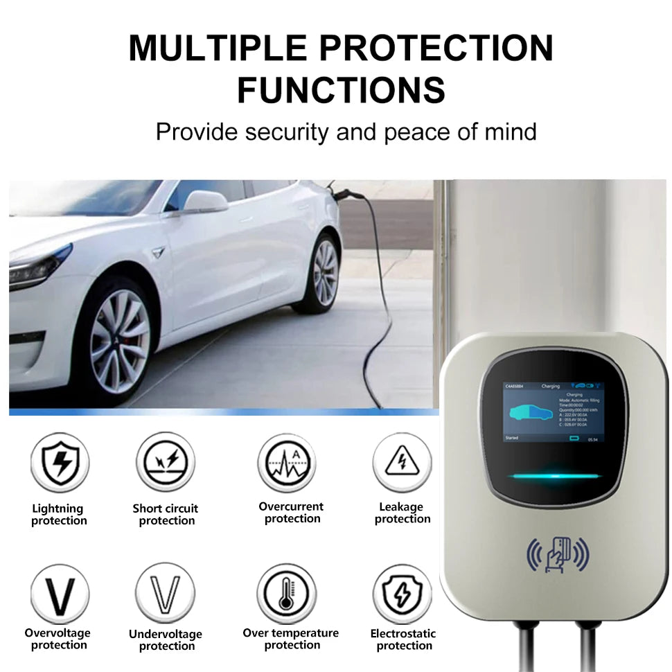 TAYSLA Electric Car Charger 22kW Electric Vehicle Charging Position 7KW Wall EV Charger Type 2 Charging Cable Type 1 Wallbox