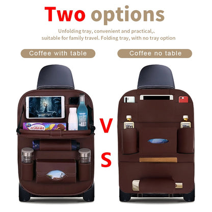 "Premium Car Back Seat Organizer with Foldable Table Tray, Tablet Holder, Tissue Box and Auto Accessories Storage"