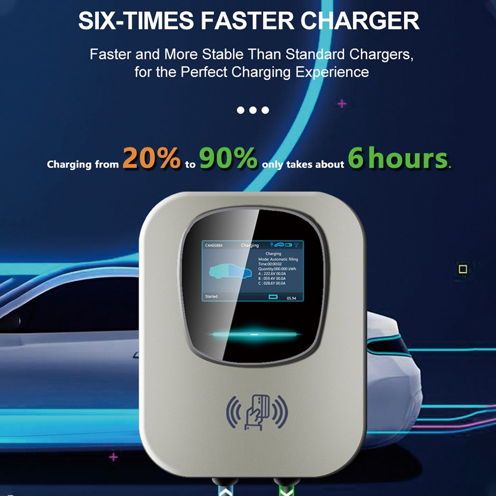 TAYSLA EV Charger 22kW | Wall-mounted Electric Car Charging Station with Charging Cable