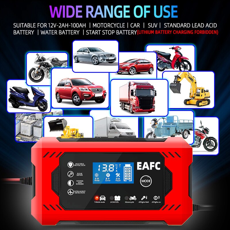 "Premium 6A 12V Car and Motorcycle Lead-Acid Battery Charger for Efficient Battery Charging"Smart Repair LCD Display