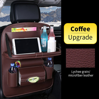 "Premium Car Back Seat Organizer with Foldable Table Tray, Tablet Holder, Tissue Box and Auto Accessories Storage"