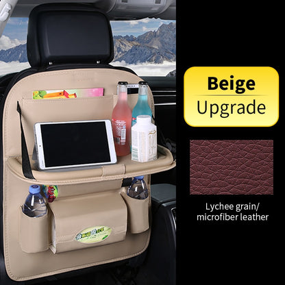 "Premium Car Back Seat Organizer with Foldable Table Tray, Tablet Holder, Tissue Box and Auto Accessories Storage"