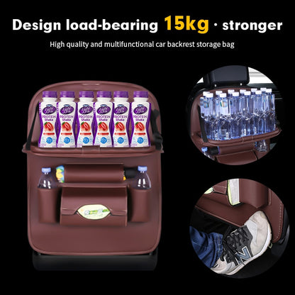 "Premium Car Back Seat Organizer with Foldable Table Tray, Tablet Holder, Tissue Box and Auto Accessories Storage"