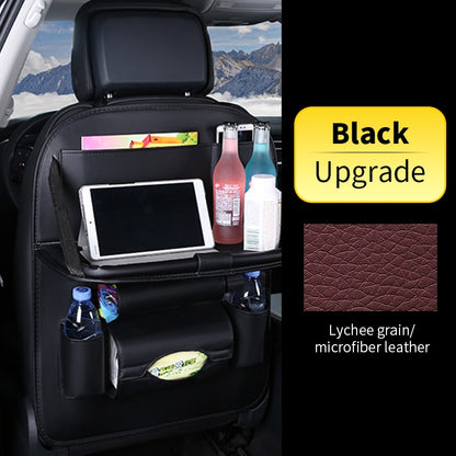 "Premium Car Back Seat Organizer with Foldable Table Tray, Tablet Holder, Tissue Box and Auto Accessories Storage"