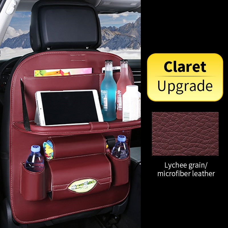 "Premium Car Back Seat Organizer with Foldable Table Tray, Tablet Holder, Tissue Box and Auto Accessories Storage"