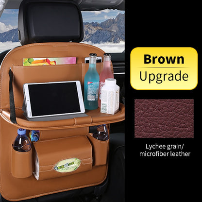 "Premium Car Back Seat Organizer with Foldable Table Tray, Tablet Holder, Tissue Box and Auto Accessories Storage"